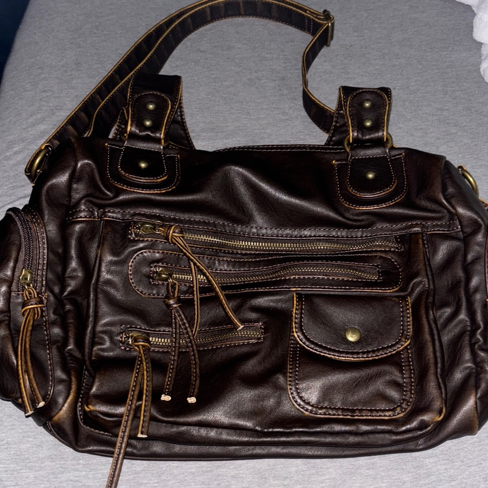 Coffee brown vegan leather crossbody 🤎